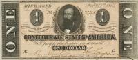 Gallery image for Confederate States of America p65b: 1 Dollar